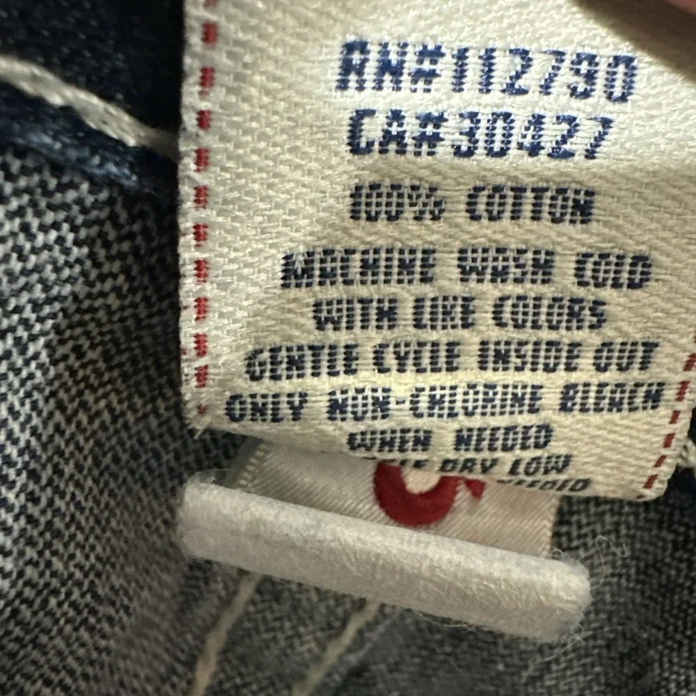Vintage True Religion Ricki Flap‎ Pocket Straight Jeans Blue Size 34 Made In USA